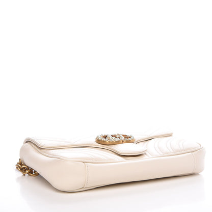 Gucci Calfskin Matelasse Pearly GG Marmont Chain Belt Bag Mystic White 4 of 9
