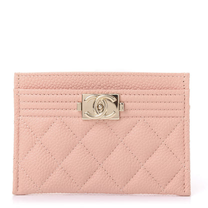 Chanel Caviar Quilted Boy Card Holder Light Pink 1 of 12