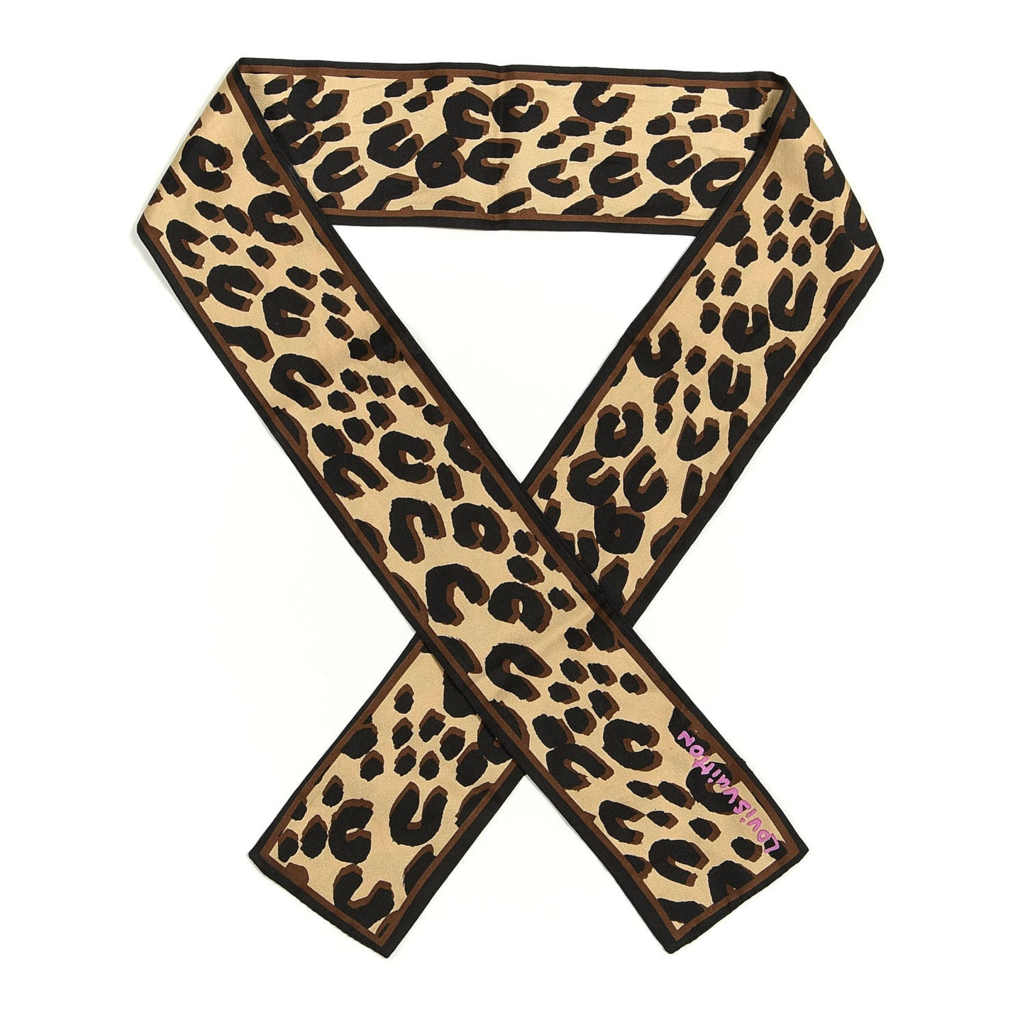 Silk Leopard Bandeau Scarf Marron