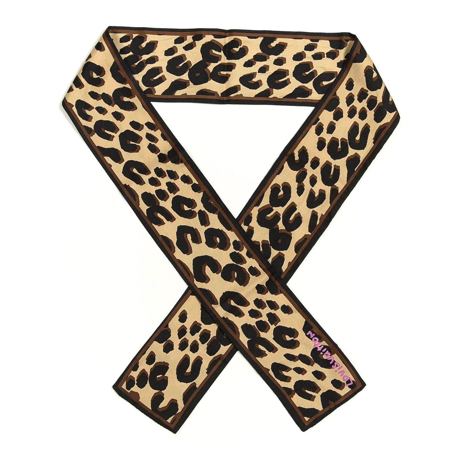 Louis Vuitton Silk Leopard Bandeau Scarf Marron 1 of 3