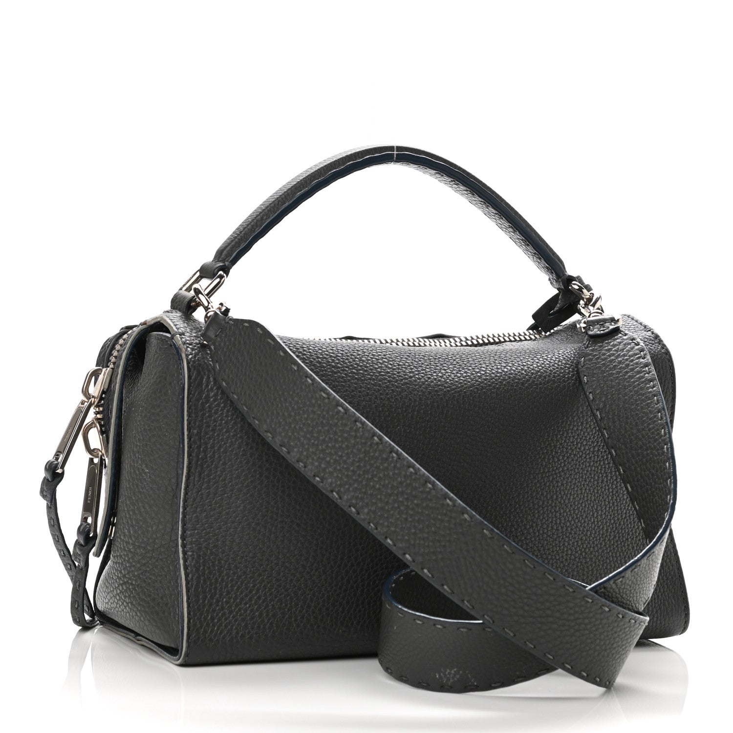 Fendi Cuoio Romano Selleria Lei Boston Tote Asfalto 2 of 11