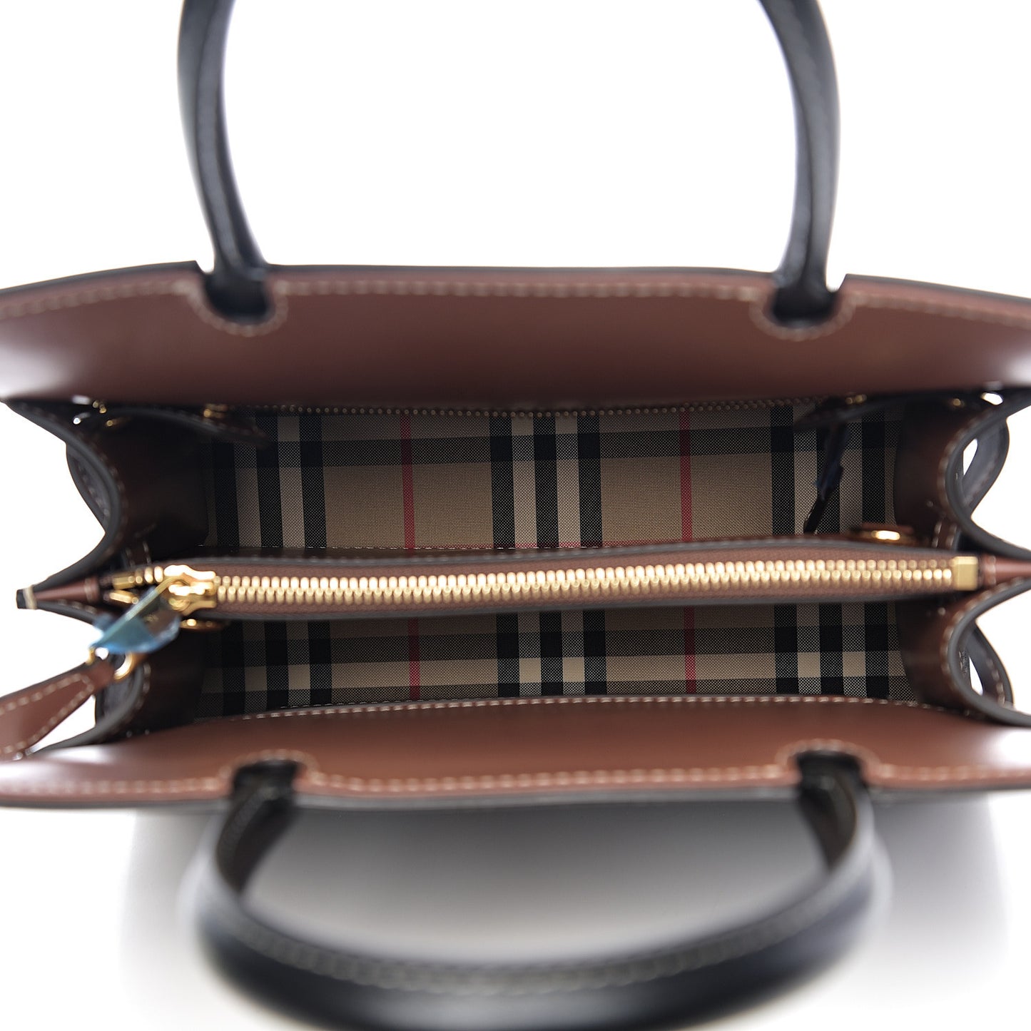 Calfskin Vintage Check Mini Two Handle Title Bag Black