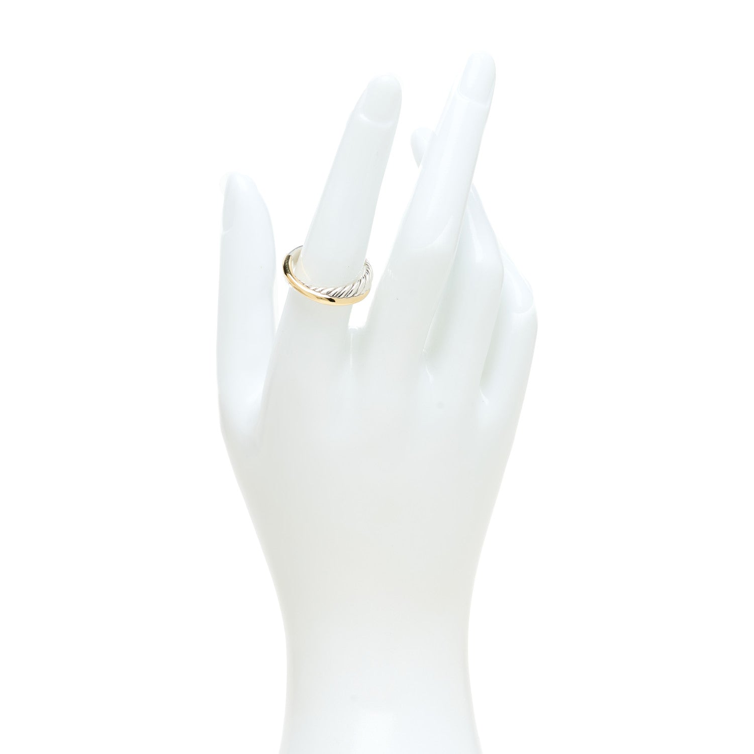 David Yurman Sterling Silver 18K Yellow Gold Narrow Crossover Ring 54 7 2 of 4