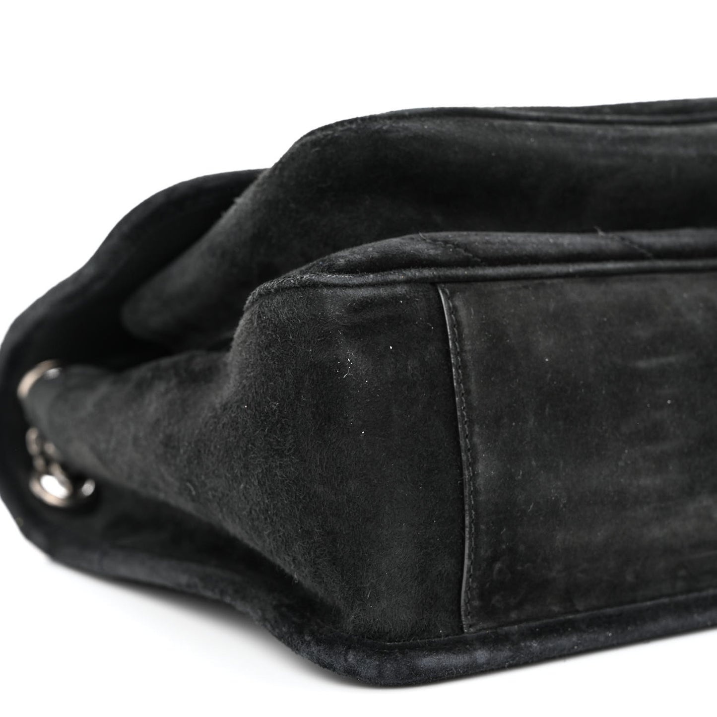 Suede Monogram Matelasse Medium Niki Chain Satchel Black