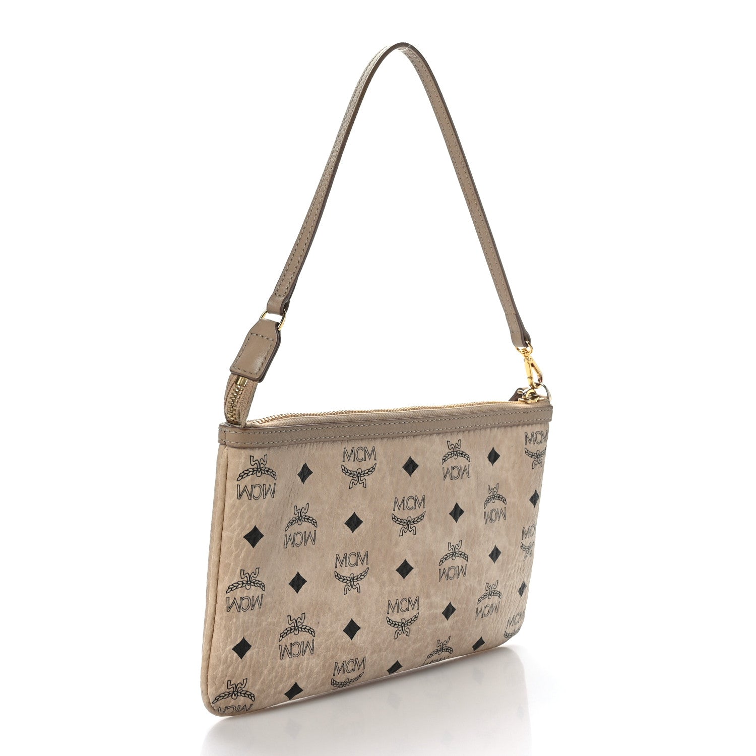 MCM Visetos Medium Pouch Beige 3 of 7