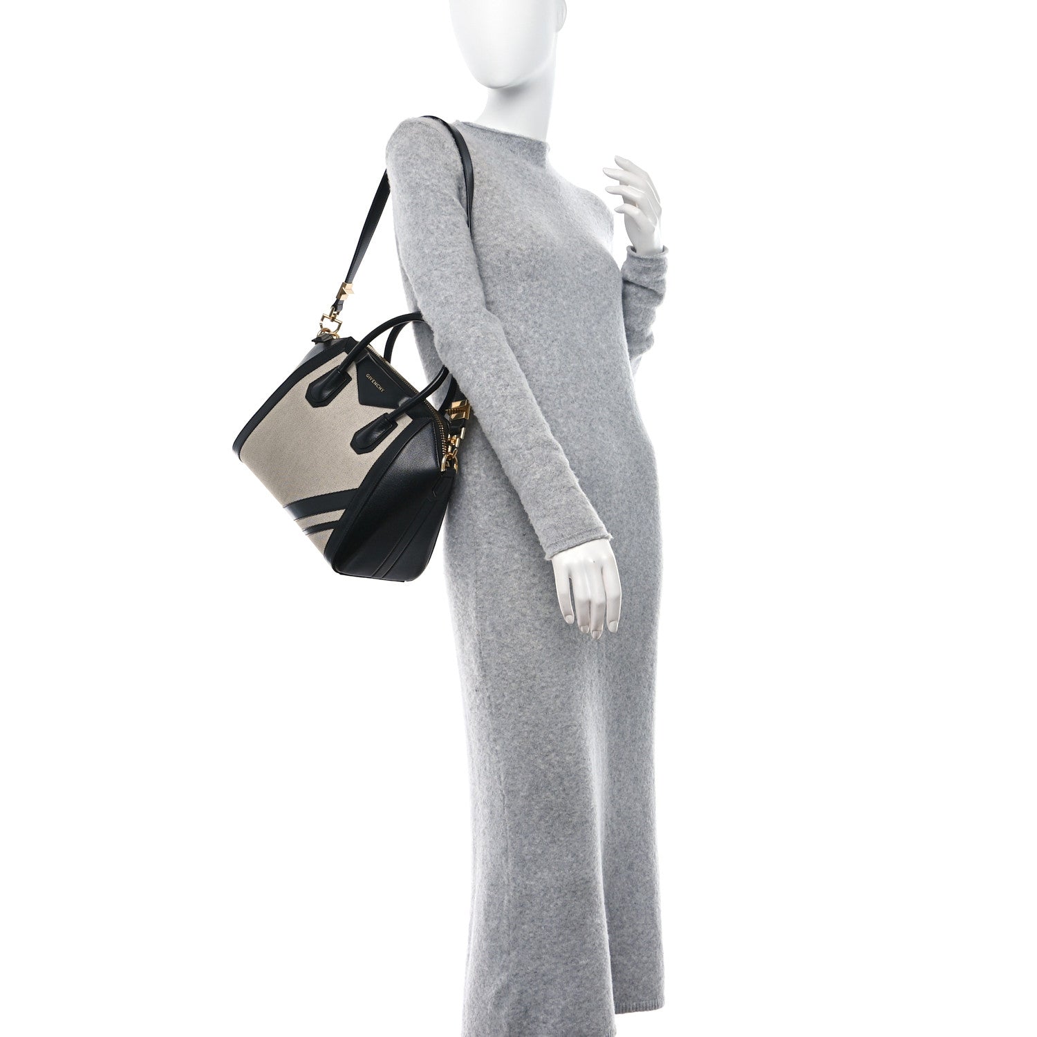 Givenchy Canvas Sugar Goatskin Striped Small Antigona Black 2 of 11