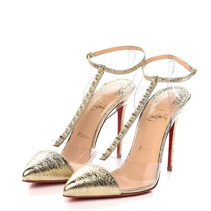 Christian Louboutin Metallic PVC Nosy Spikes 100 Pumps 38.5 Gold 3 of 8