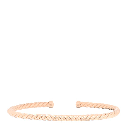 David Yurman 18K Rose Gold 4mm Cable Classics Cuff Bracelet 2 of 4