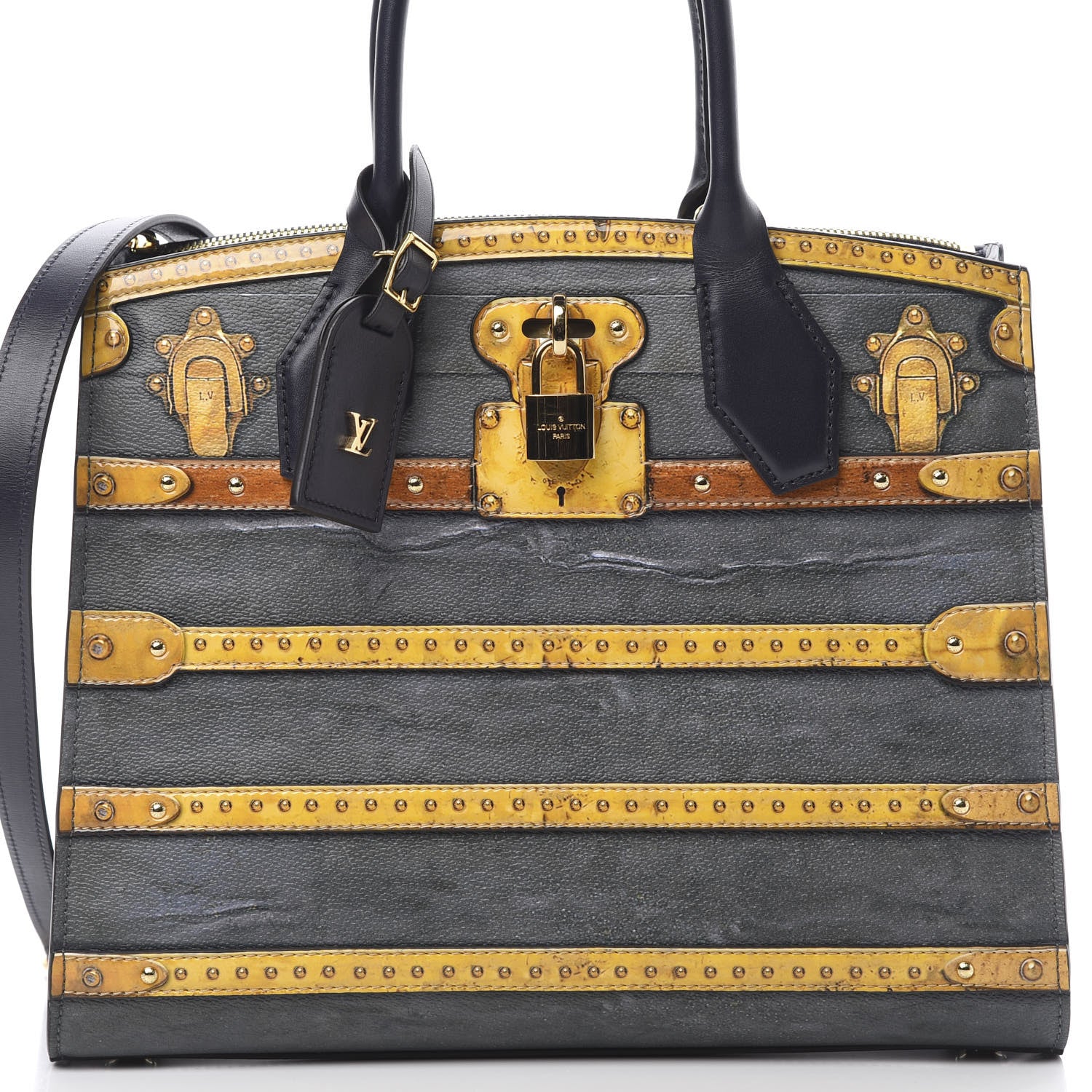 Louis Vuitton Calfskin Trunk City Steamer MM Black 9 of 13