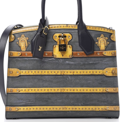 Louis Vuitton Calfskin Trunk City Steamer MM Black 9 of 13