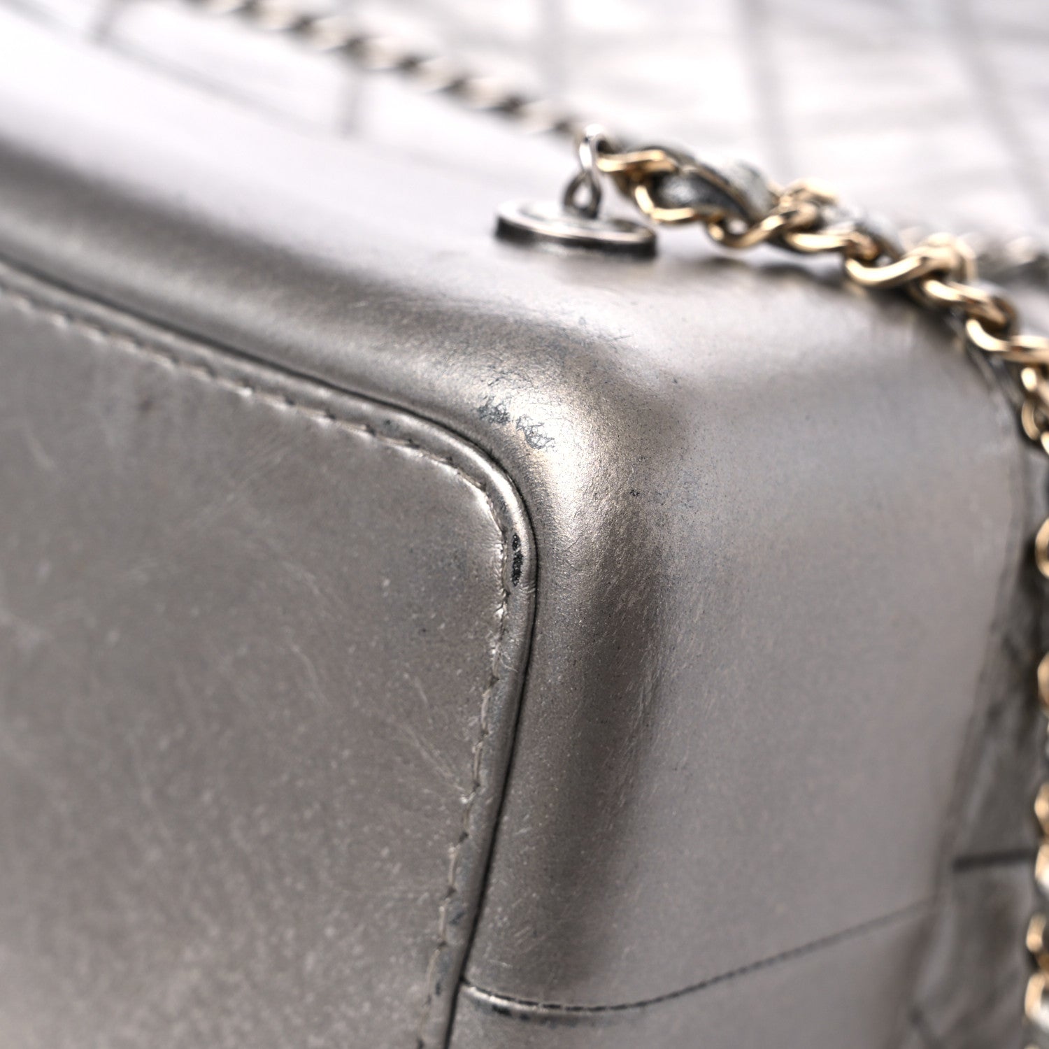 Chanel Metallic Crumpled Calfskin Quilted Small Gabrielle Backpack Silver 11 of 14