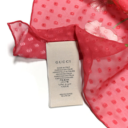 Gucci Silk Floral Print Square Scarf Red 3 of 3