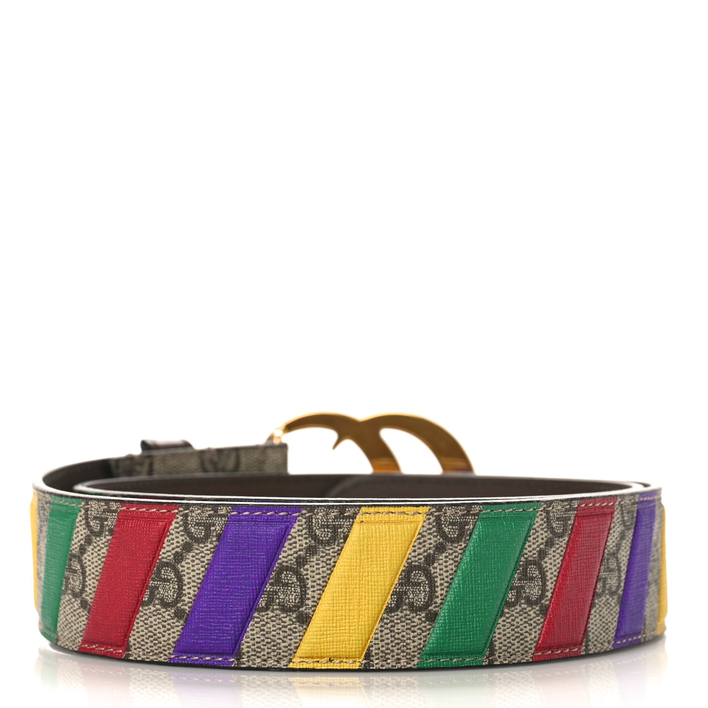 GG Supreme Monogram Stripe Double G 40mm Belt 85 34 Multicolor