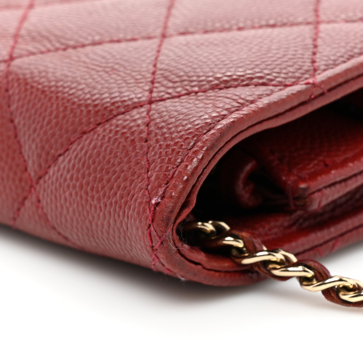 Chanel Caviar Quilted Golden Class Wallet On Chain WOC Red 15 of 17
