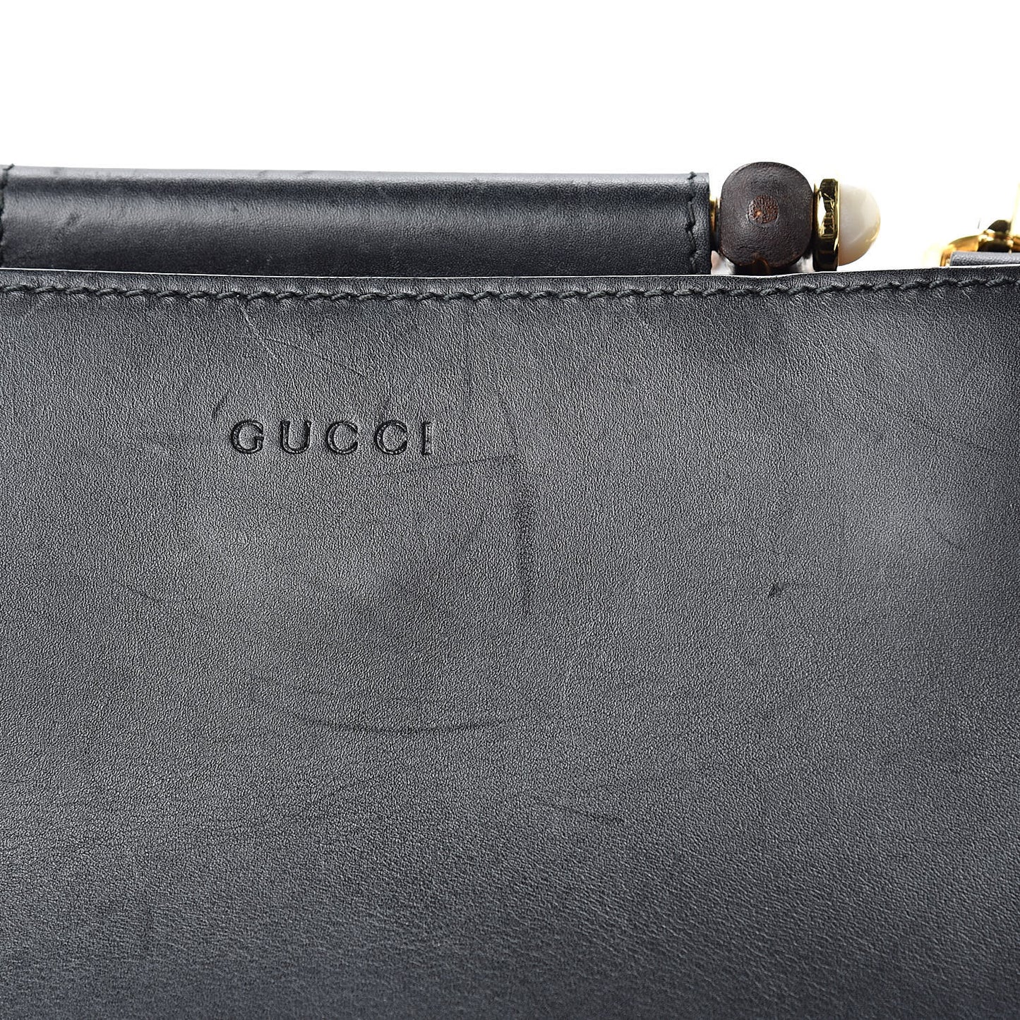 Nappa Bamboo Web Mini Nymphaea Top Handle Bag Black