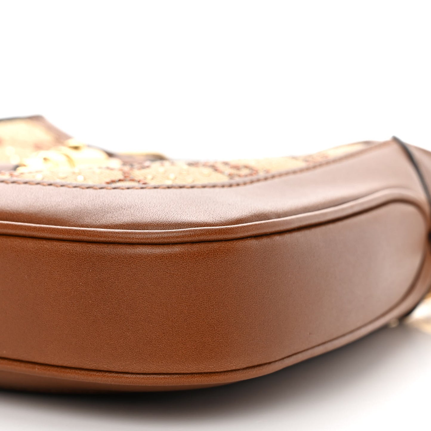 New Canvas Charisma Calfskin Crystal GG Monogram Mini Jackie 1961 Hobo Camel Ebony