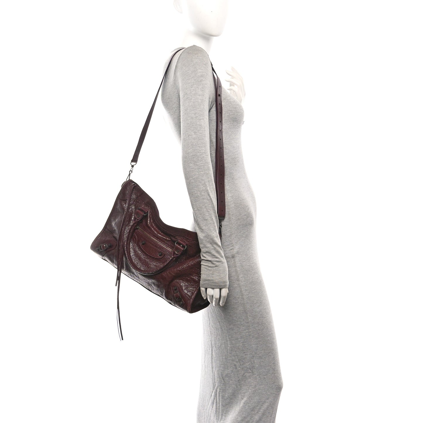 Agneau Classic Hardware Medium Le City Dark Burgundy
