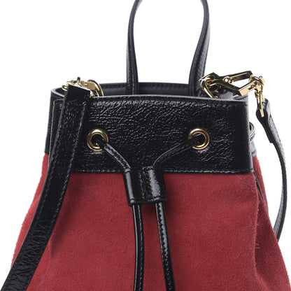 Gucci Suede Patent Web Small Ophidia Bucket Bag Hibiscus Red Black 9 of 9
