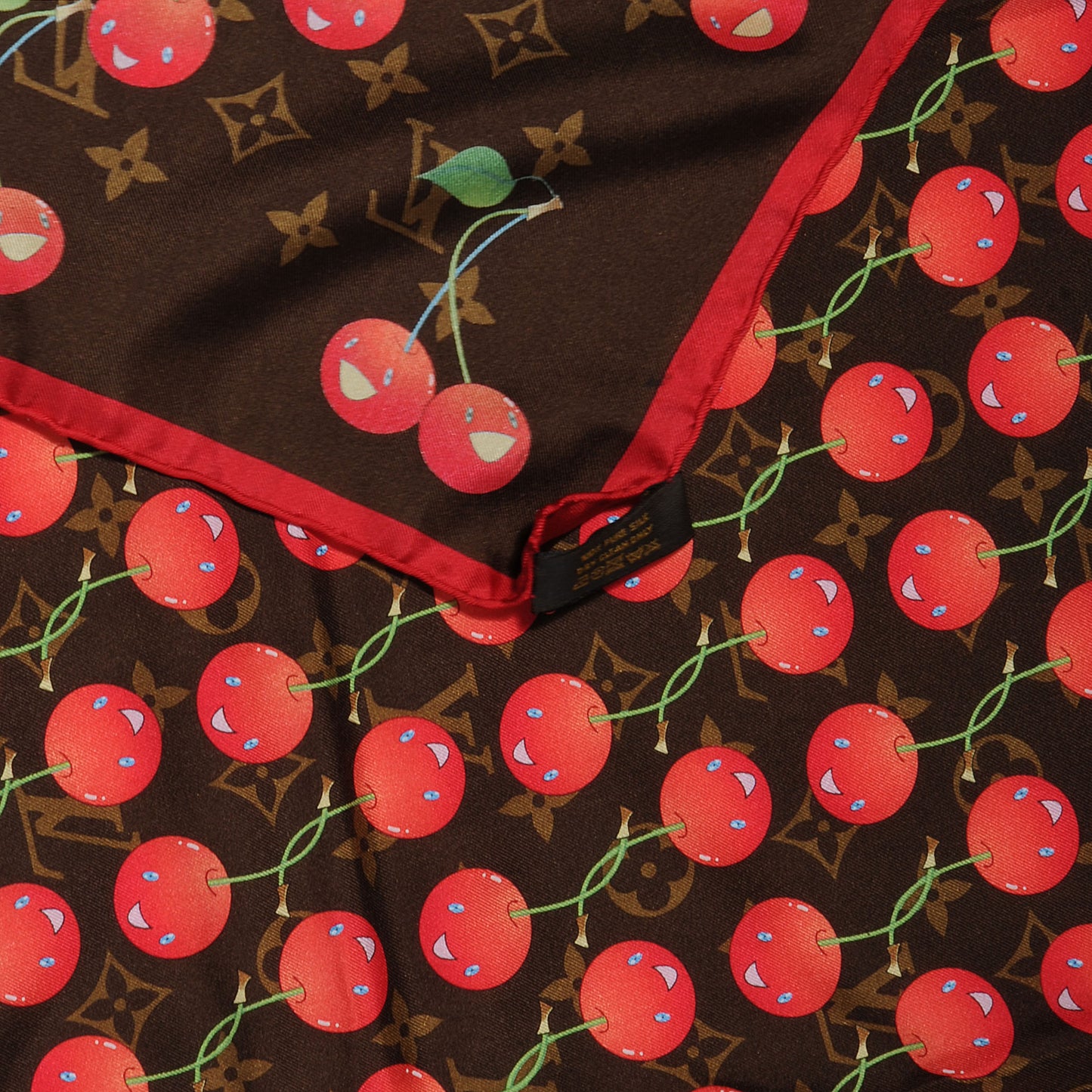 Silk Monogram Cerises Scarf