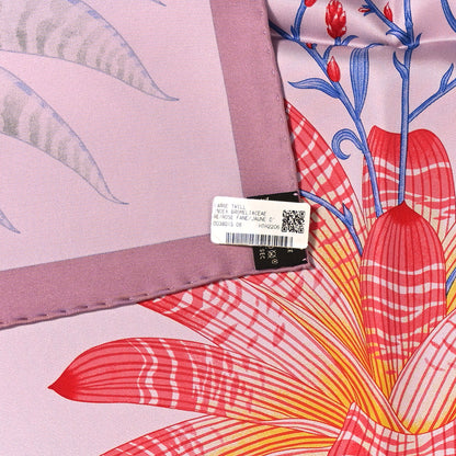 Hermes Silk Index Bromeliaceae Scarf 90 Rose Fané Jaune D'or Bleu 3 of 5