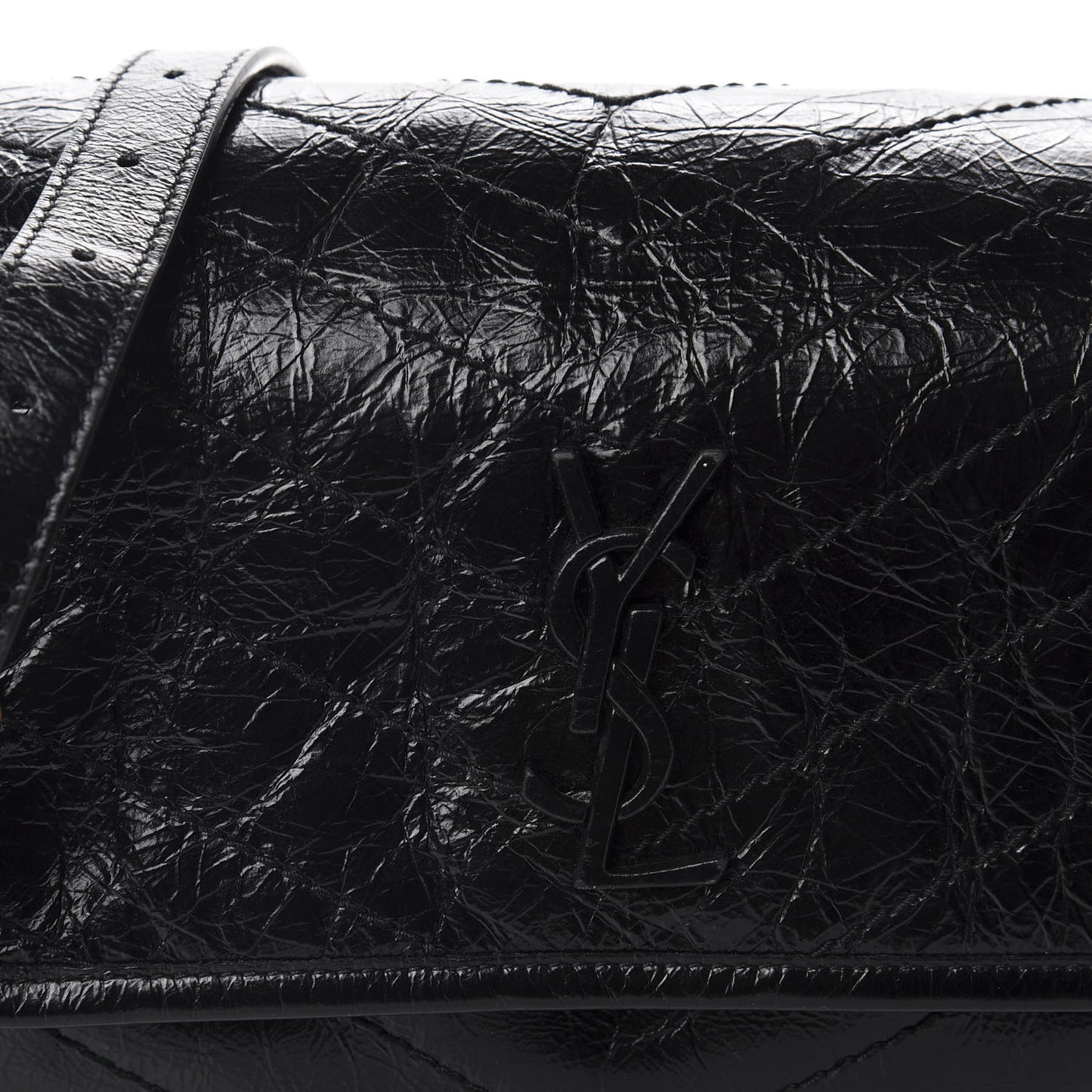 Crinkled Calfskin Matelasse Monogram Niki Body Bag Black