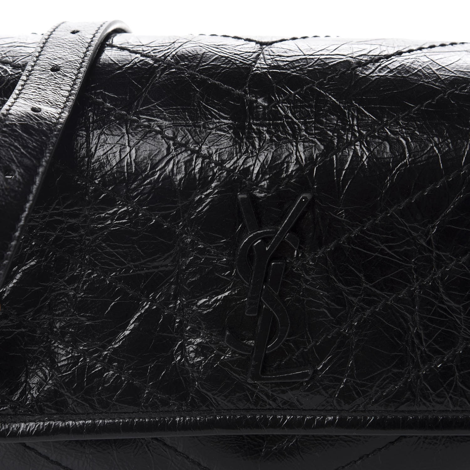 Saint Laurent Crinkled Calfskin Matelasse Monogram Niki Body Bag Black 12 of 12