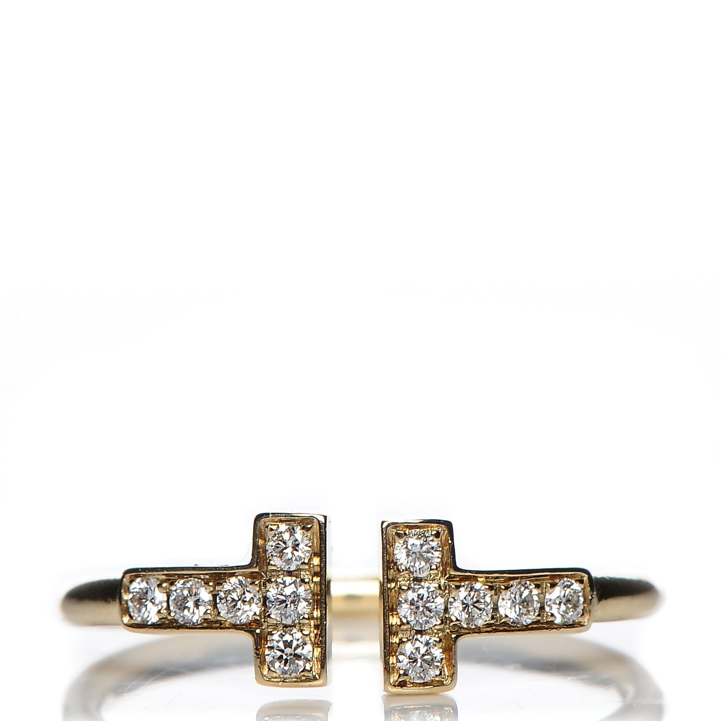 18K Yellow Gold Diamond T Wire Ring 52 6
