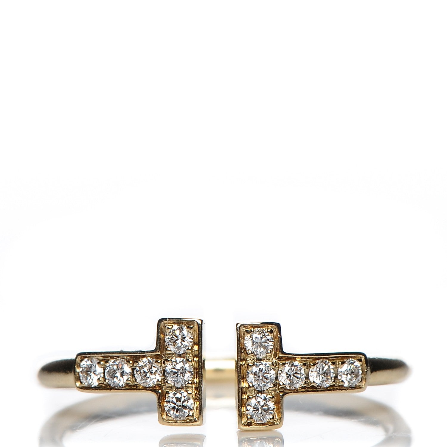 Tiffany 18K Yellow Gold Diamond T Wire Ring 52 6 1 of 5