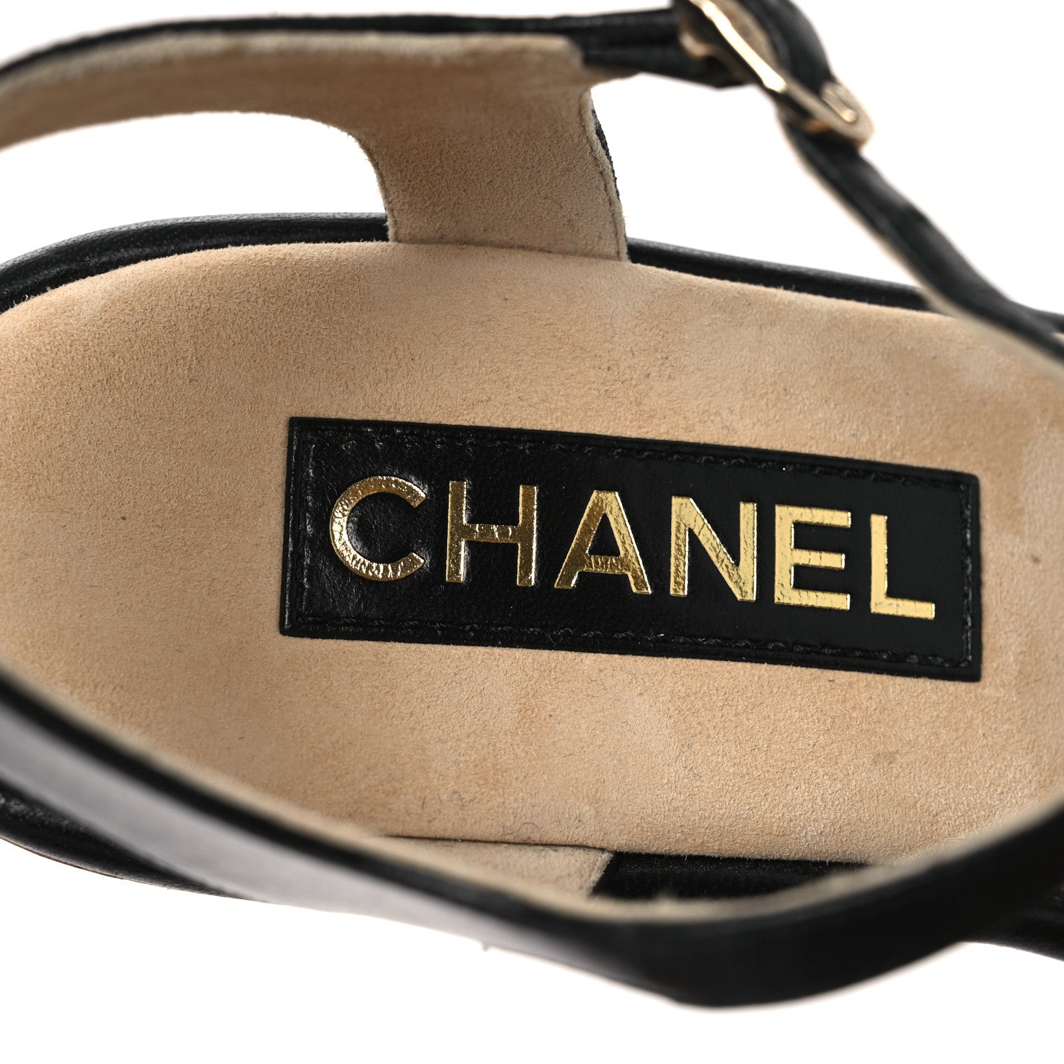 Chanel Shiny Lambskin Cork Wedge Sandals 40 Black 9 of 11