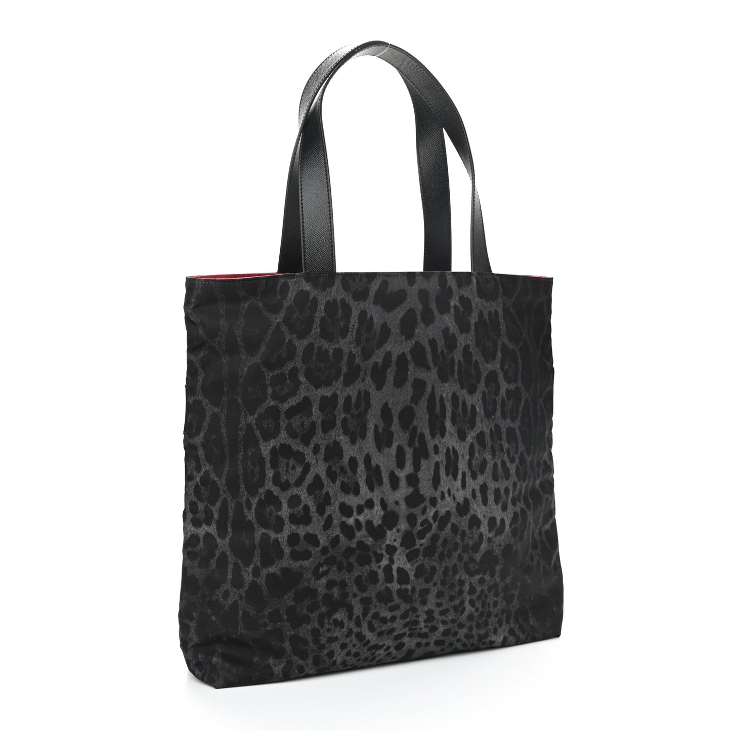 Nylon Leopard Reversible Tote Black