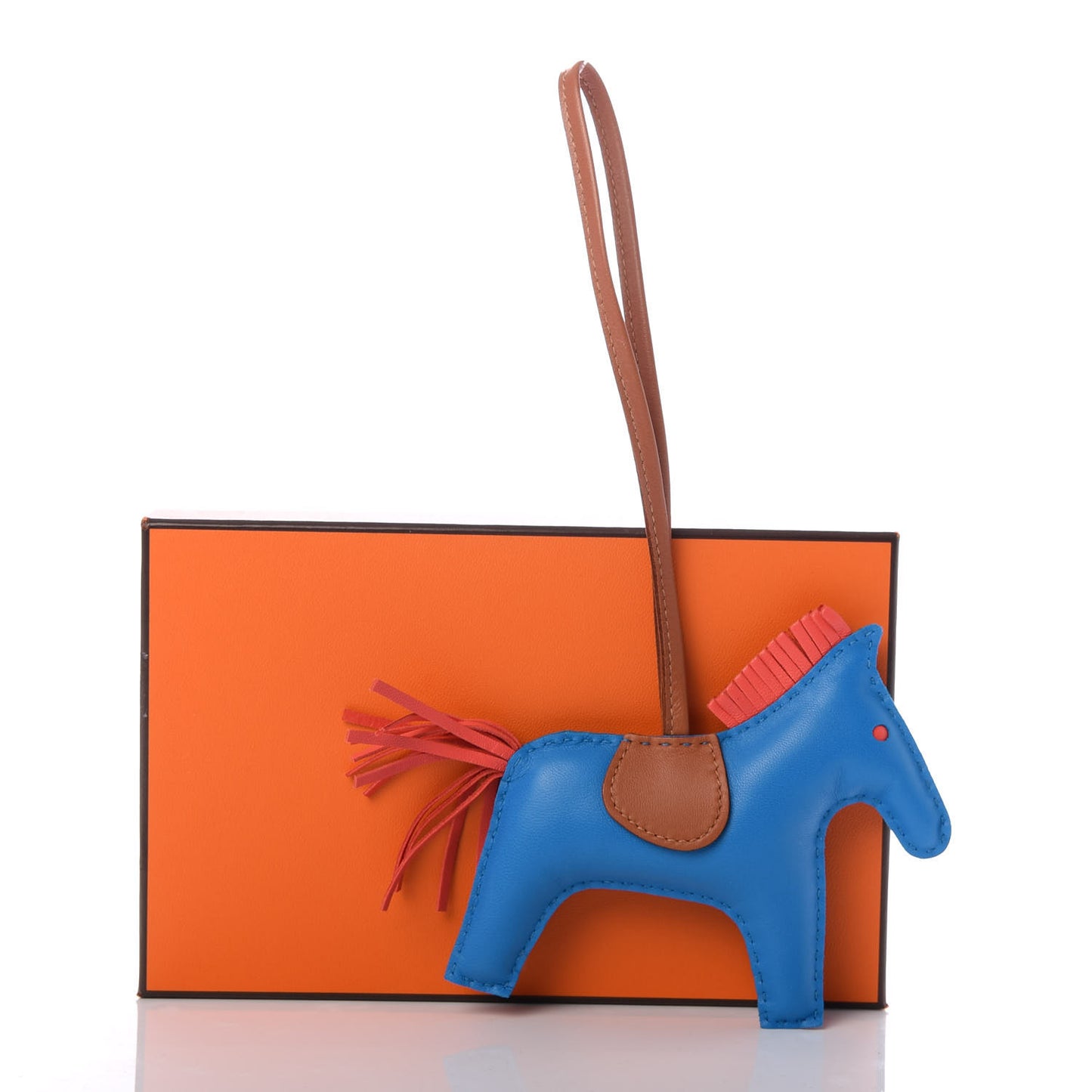 Milo Lambskin Grigri Rodeo Horse Bag Charm MM Blue Zanzibar Rose Texas Gold