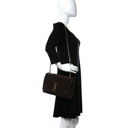 Saint Laurent Smooth Calfskin Suede Medium Reversible Monogram Kate Satchel Military Brown 2 of 15