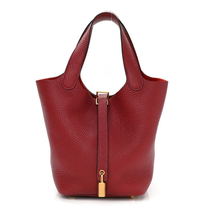 Hermes Taurillon Clemence Picotin Lock 18 PM Rouge Grenat 1 of 12