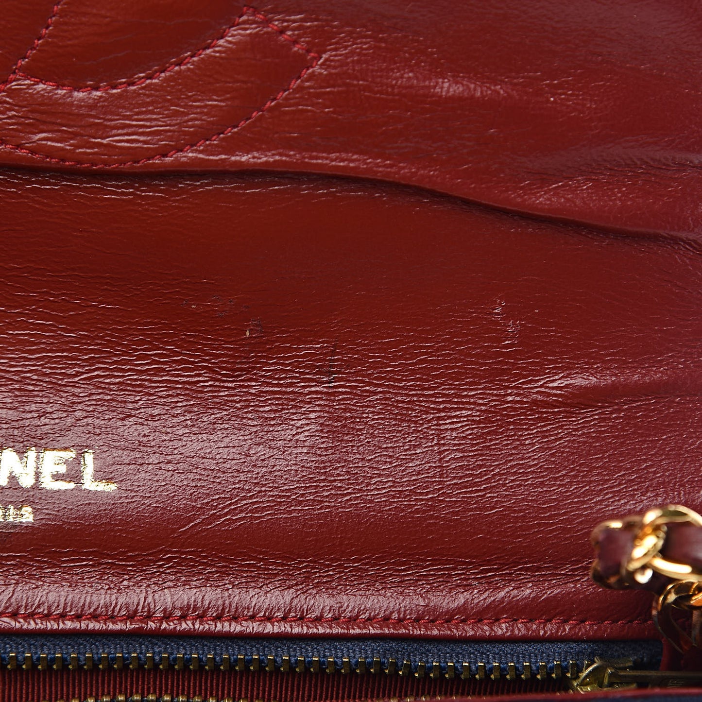 Jersey Lambskin Quilted Single Flap Dark Red Blue