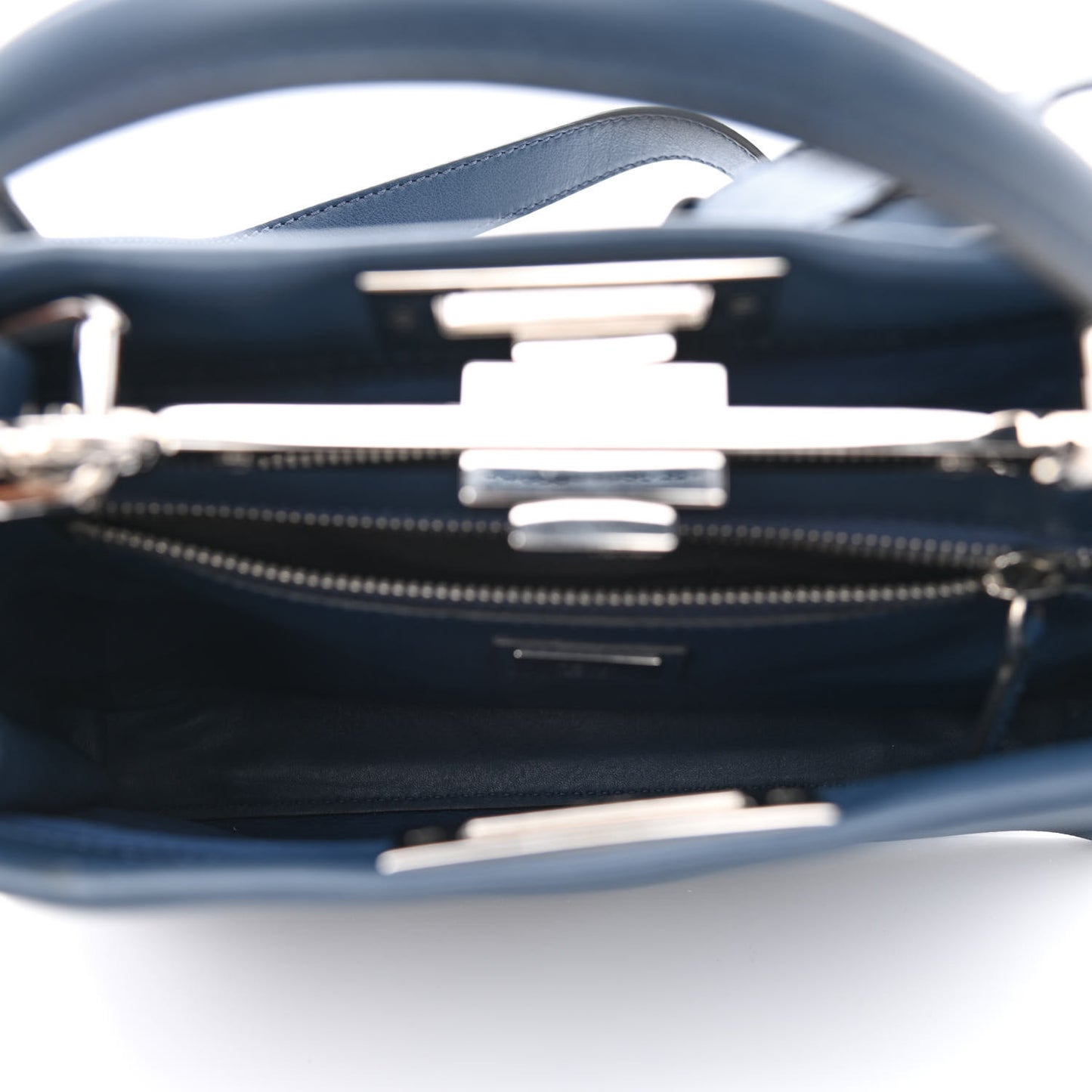 Calfskin Lace Up Medium Peekaboo Iconic Satchel Blue