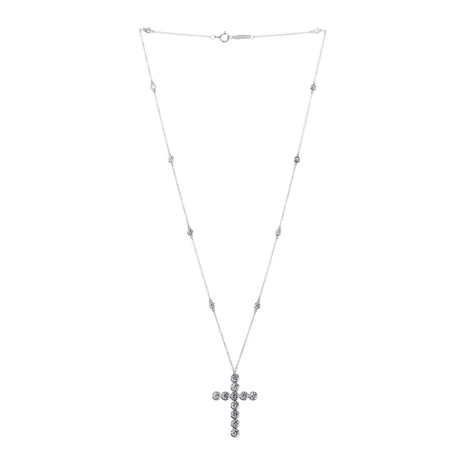 Tiffany Platinum Diamond Jazz Cross Station Pendant Necklace 3 of 7
