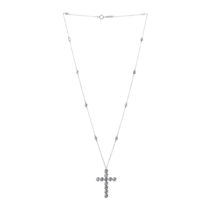 Tiffany Platinum Diamond Jazz Cross Station Pendant Necklace 3 of 7