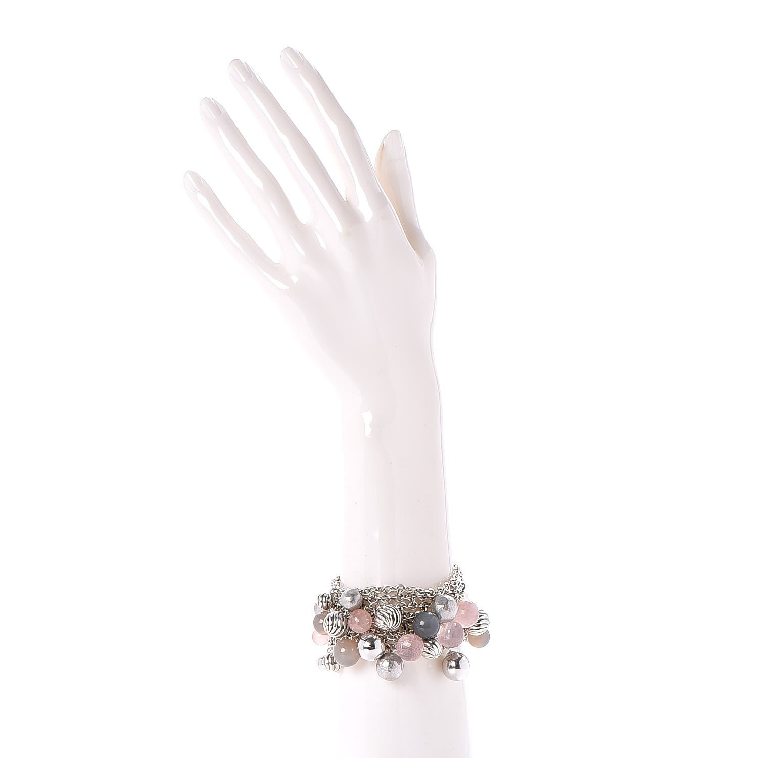 David Yurman Sterling Silver Rose Quartz Elements Beaded Bracelet 2 of 4