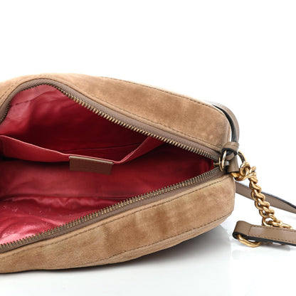 Gucci Velvet Matelasse Small GG Marmont Chain Shoulder Bag Taupe 4 of 4