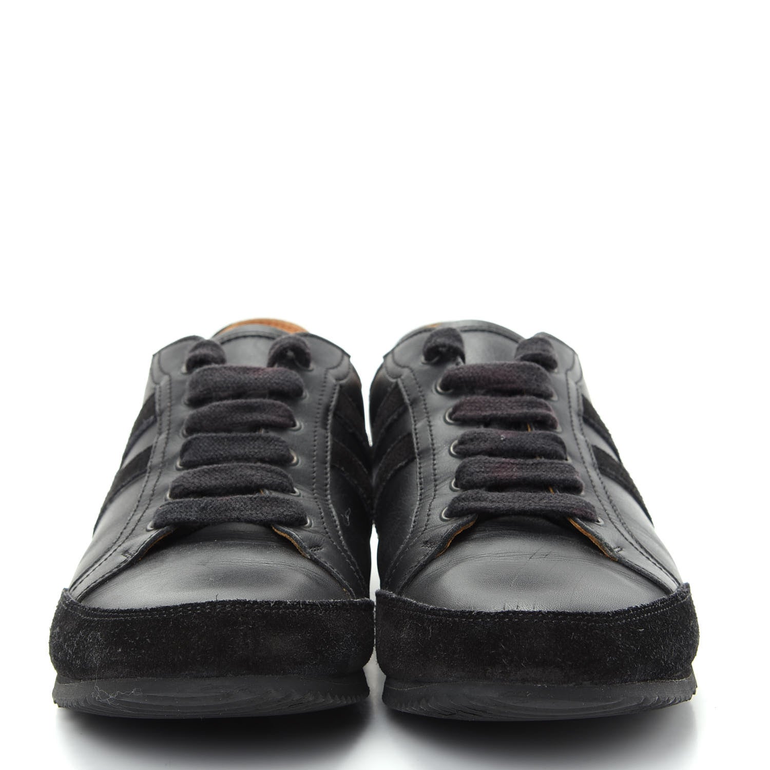 Hermes Calfskin Suede Goatskin Mens Tie Break Sneakers 38 Black 2 of 10