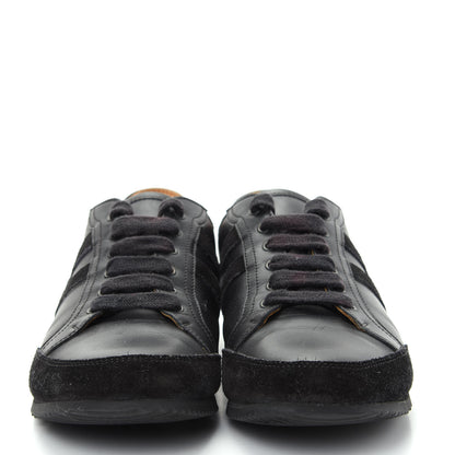 Hermes Calfskin Suede Goatskin Mens Tie Break Sneakers 38 Black 2 of 10
