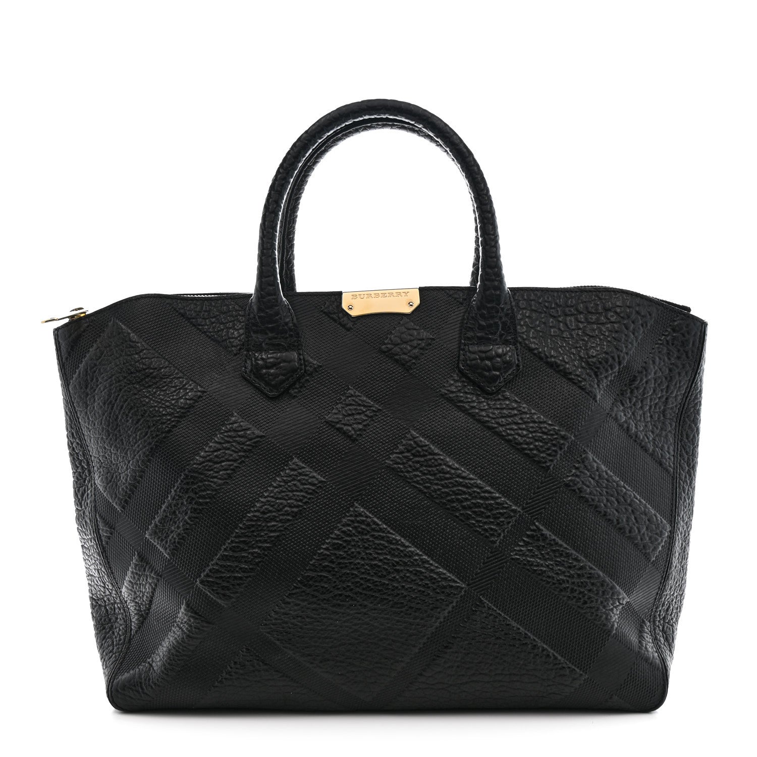 Burberry Heritage Grain Check Embossed Medium Dewsbury Tote Black 1 of 14