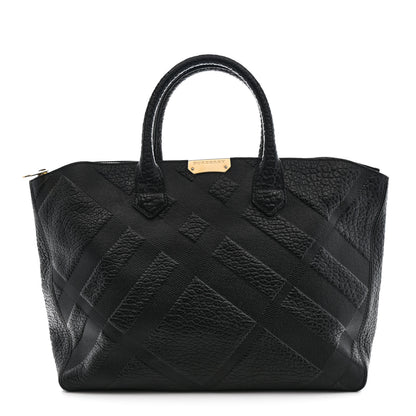 Burberry Heritage Grain Check Embossed Medium Dewsbury Tote Black 1 of 14
