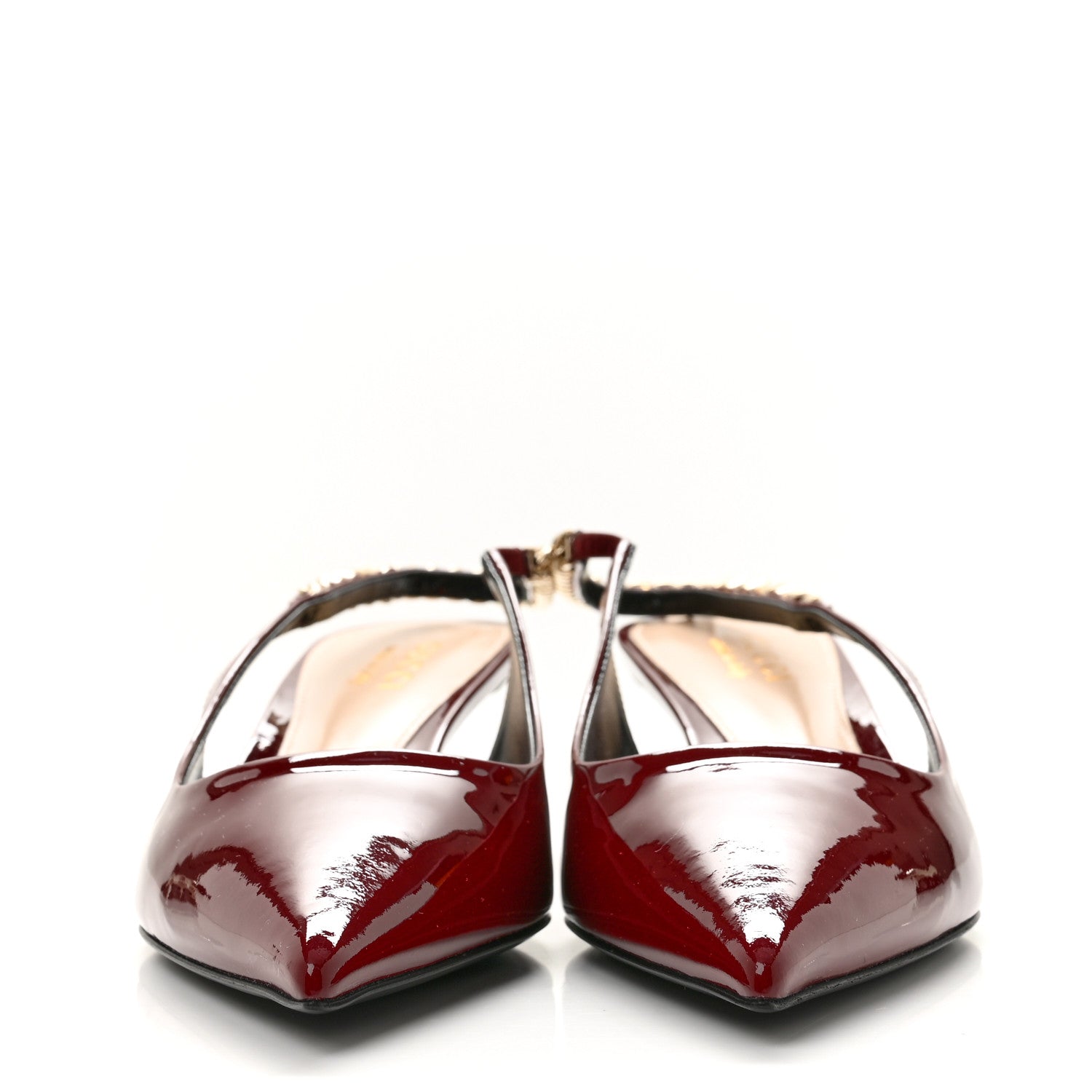 Gucci Vernice Crystal Nappa Charlotte Signoria 45mm Slingback Pumps 37 Rosso Ancora 3 of 10