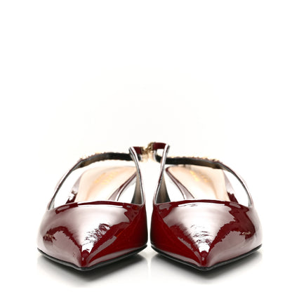 Gucci Vernice Crystal Nappa Charlotte Signoria 45mm Slingback Pumps 37 Rosso Ancora 3 of 10