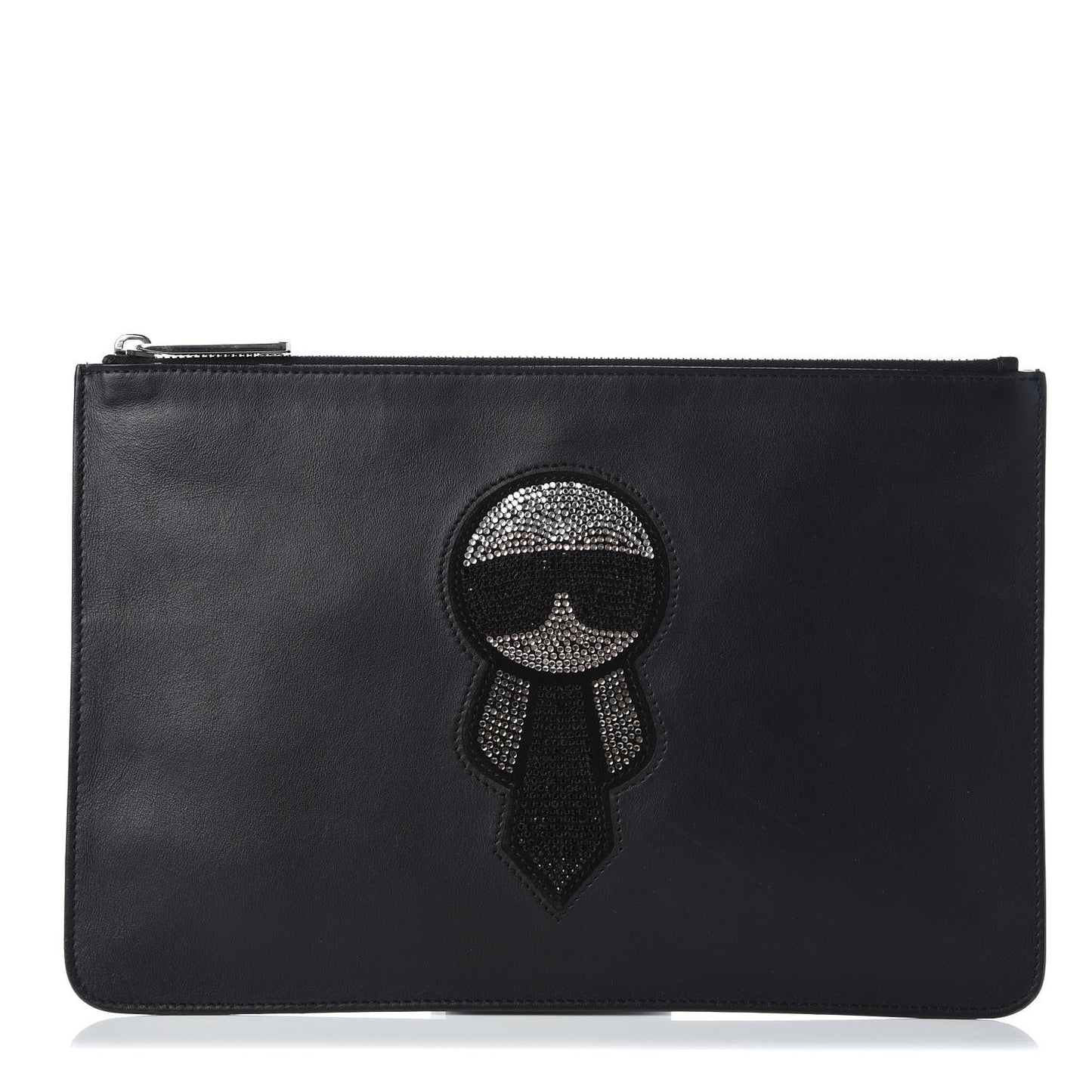 Calfskin Embroidered Karlito Pouch Black