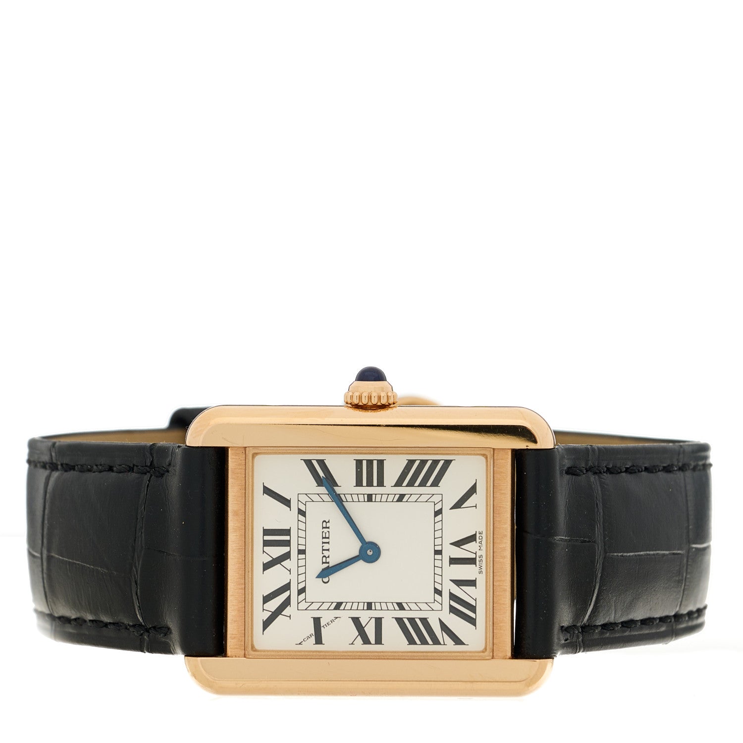 Cartier Stainless Steel 18K Pink Gold Alligator 24mm Tank Solo Quartz Watch 2 of 5