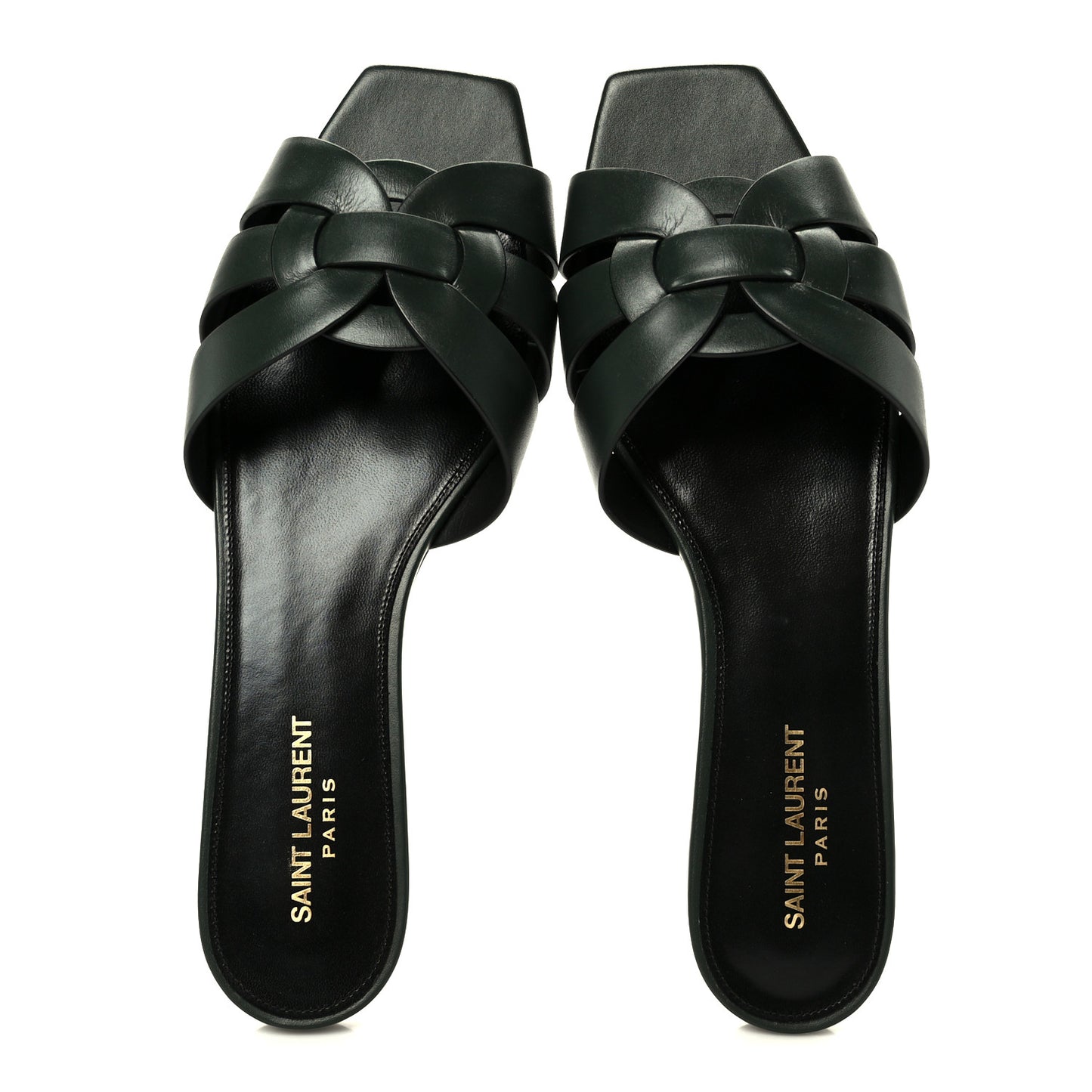 Calfskin Tribute 05 Slide Sandals 41 Vert Fonce