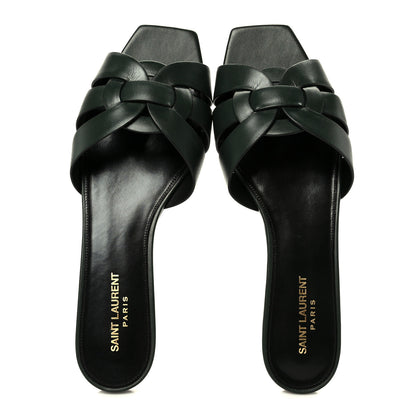 Saint Laurent Calfskin Tribute 05 Slide Sandals 41 Vert Fonce 2 of 10
