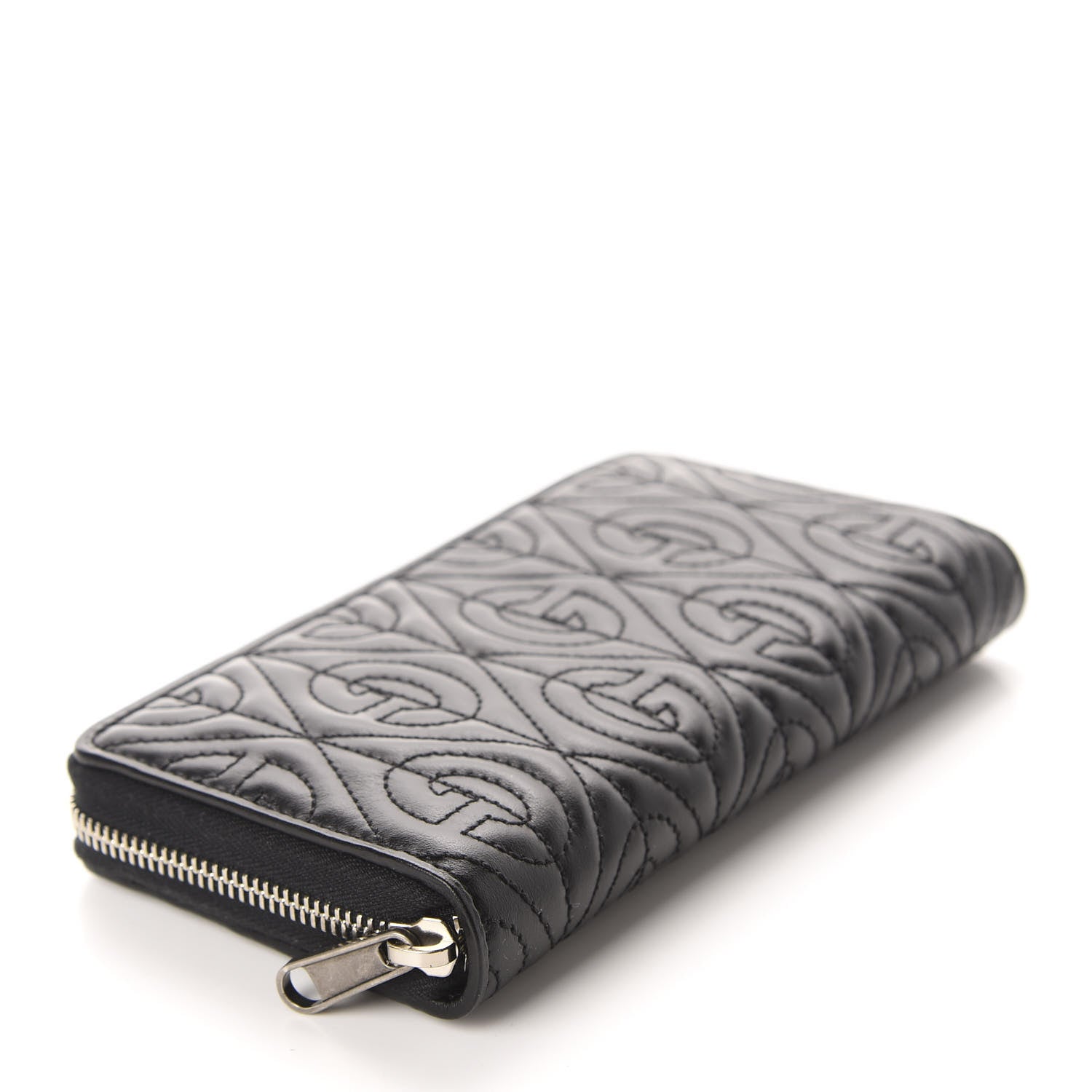 Gucci Calfskin G Rhombus Quilted Zip Around Wallet Black 4 of 8